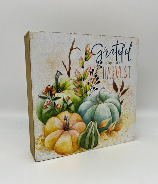 Pumpkin Block Sign 6" Wood
