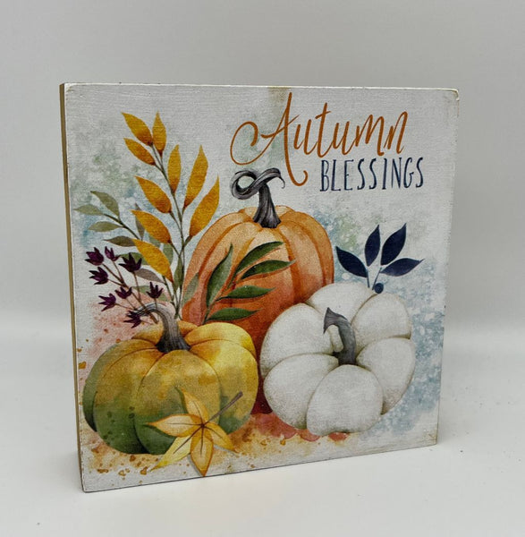 Pumpkin Block Sign 6" Wood