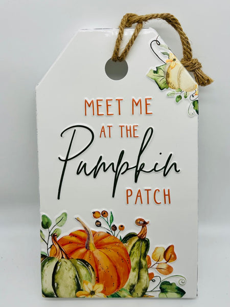 Harvest Hanging Sign Metal Embossed 12"