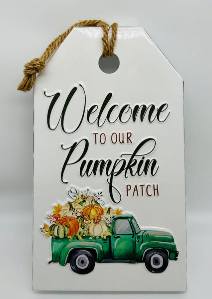 Harvest Hanging Sign Metal Embossed 12"