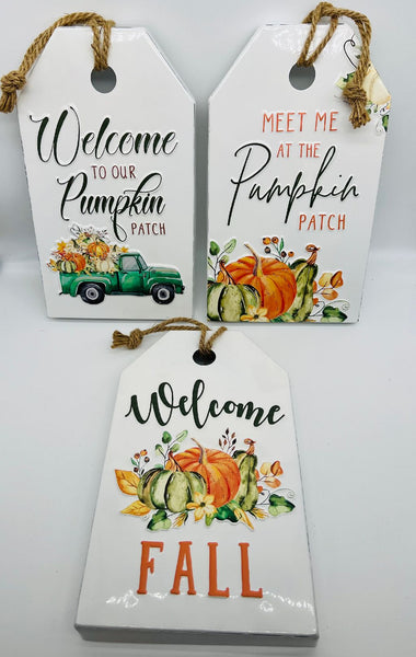 Harvest Hanging Sign Metal Embossed 12"