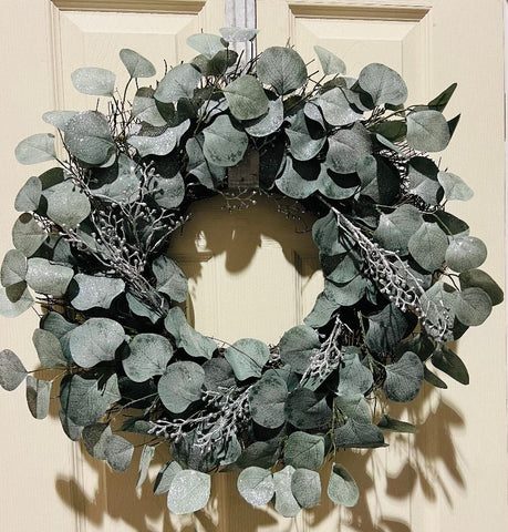 Holiday Sparkle Eucalyptus Wreath 22"