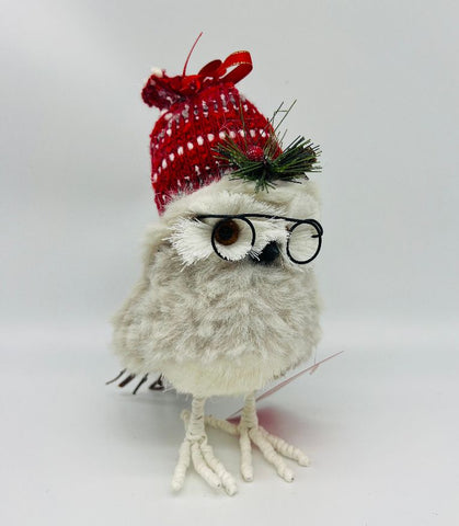 Holiday Owl w/glasses 9"