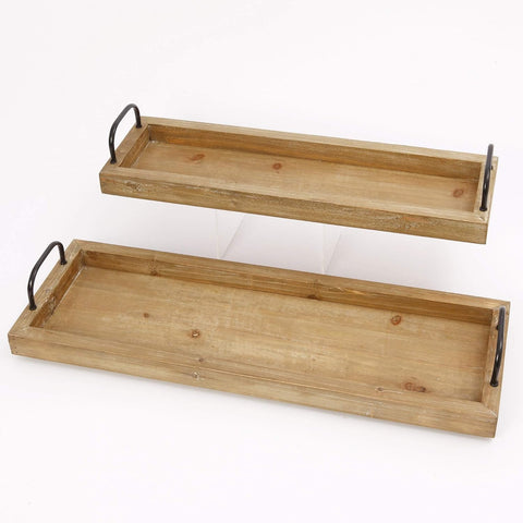 Nesting Wood Tray w/handles 2 sizes