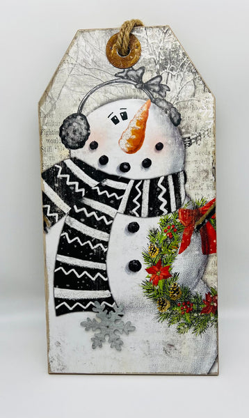 Hanging Snowman Tag Sign