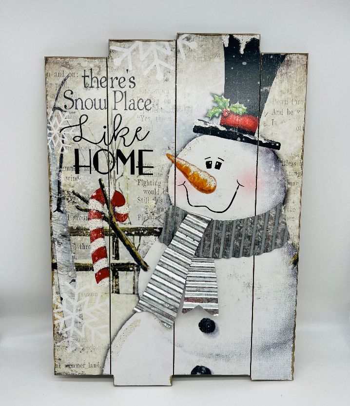 Snowplace Like Home Snowman Holiday Wood Sign 18.5"