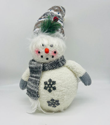 Lighted Plush Holiday Snowman 12"
