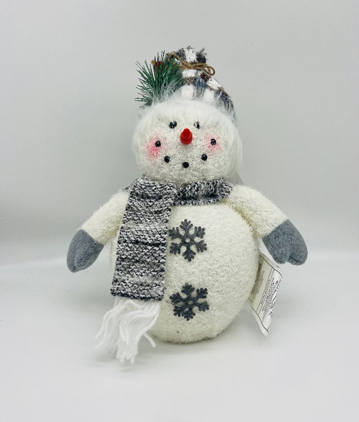 Lighted Plush Holiday Snowman 12"