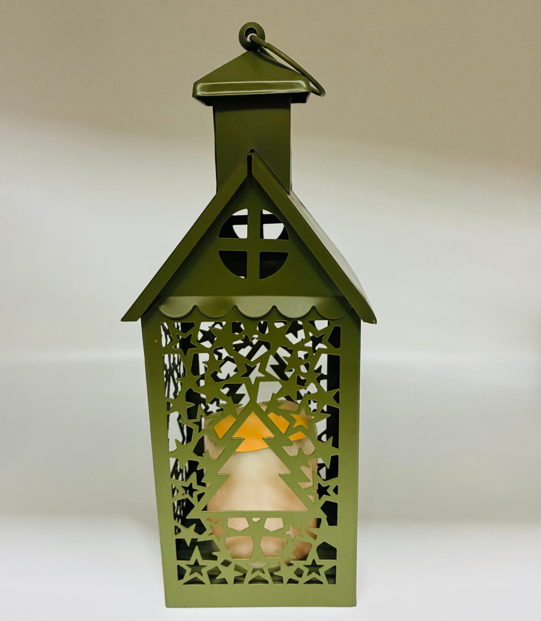 Holiday Lantern with LED Timer Candle