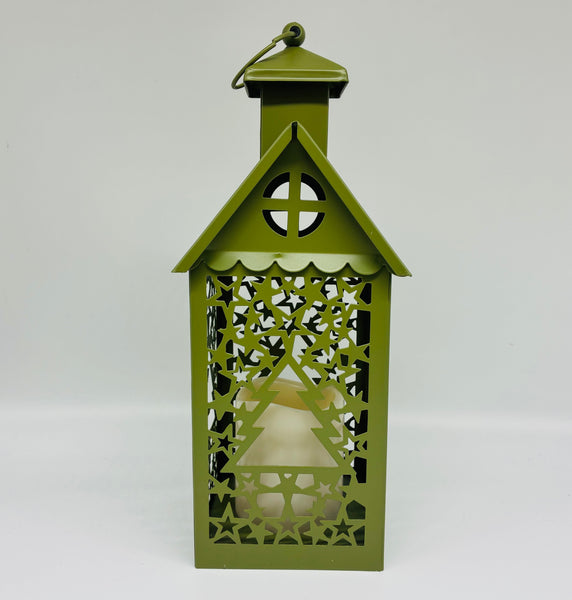 Holiday Lantern with LED Timer Candle