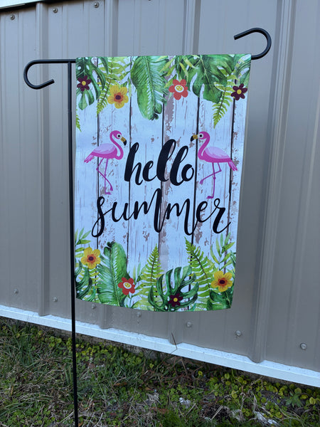Hello Summer Flamingo Garden Flag