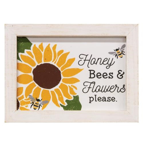 Sunflower & Bee Wood Sign 8"