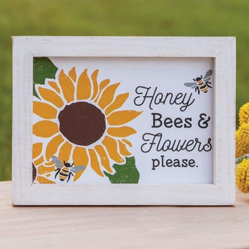 Sunflower & Bee Wood Sign 8"