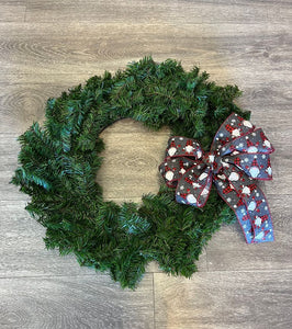 Canadian Pine Wreath w/bow 24"