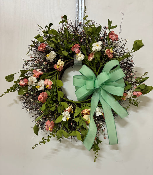 Peach Wildflower Sunburst Wreath 22"