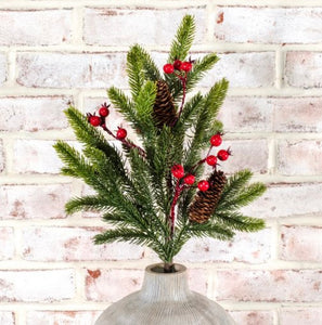 Spruce & Red Berry 24” Spray