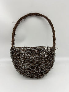 Wall Basket Twig with chicken wire 12"