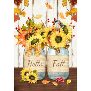 Hello Fall Sunflower Garden Flag 12" x 18"