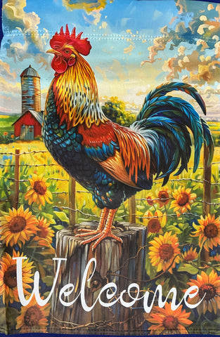 Rooster Fall Welcome Garden Flag 12" x 18"