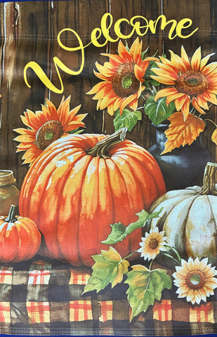 Fall Welcome Pumpkin/Sunflower Garden Flag 12" x 18"