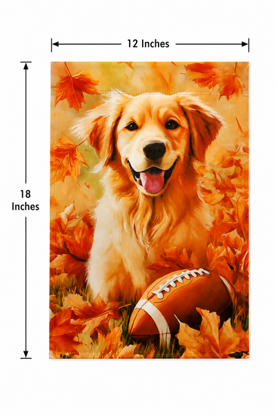 Golden Retriever Fall Garden Flag | Autumn Dog Yard Flag | Football Seasonal Outdoor Decor