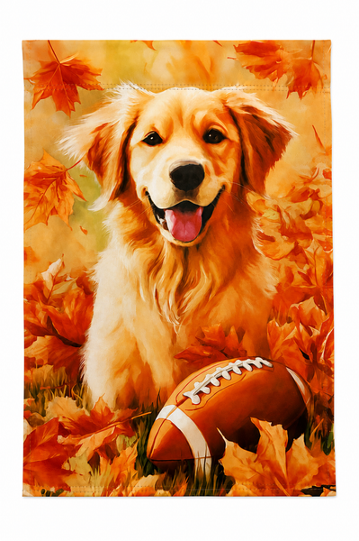 Golden Retriever Fall Garden Flag | Autumn Dog Yard Flag | Football Seasonal Outdoor Decor
