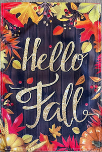 Hello Fall Leaves Garden Flag 12" x 18"