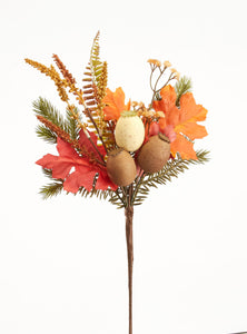 Fall Pick with poppy, acorns, fall leaves & cedar 16"