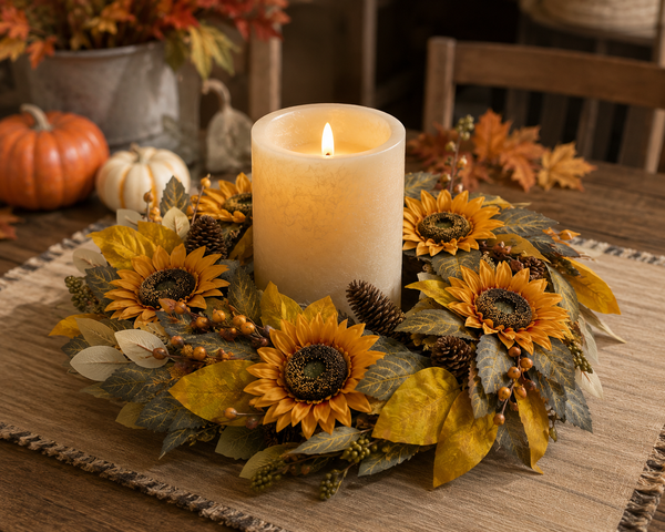 24" Fall Sunflower Wreath | Autumn Floral Door Wreath | Rustic Harvest Wreath