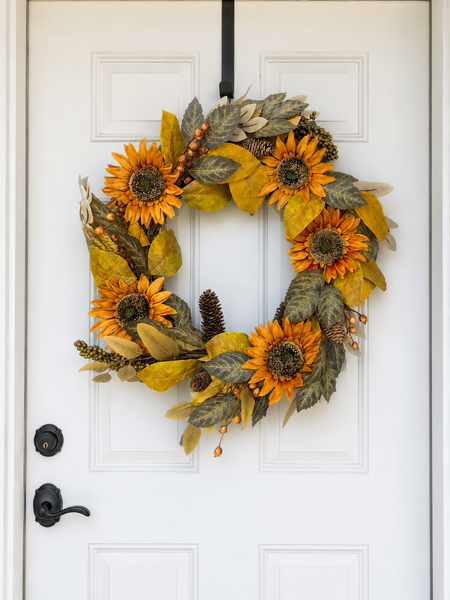 24" Fall Sunflower Wreath | Autumn Floral Door Wreath | Rustic Harvest Wreath