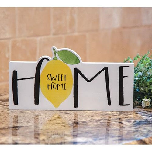 Home Sweet Home Lemon Wood Block Sign 9.75"