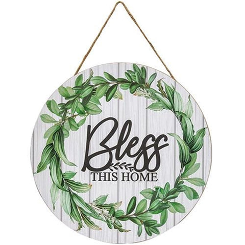 Bless this Home Round Wood Sign 11"