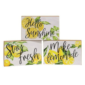 Lemon Block Sign Decor 6"