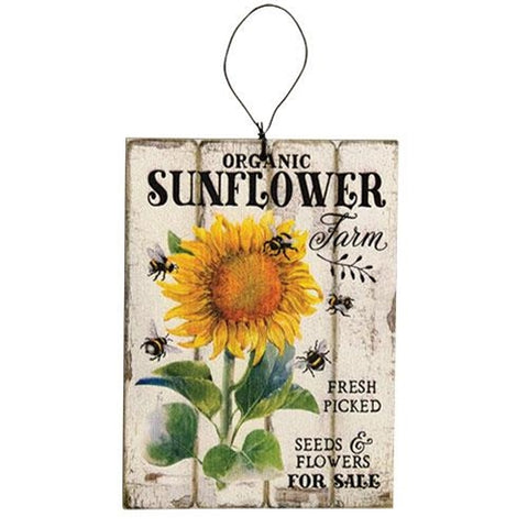 Sunflower wood ornament 4"