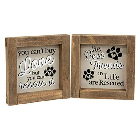 Rescue Dog Wood Block sign 6"