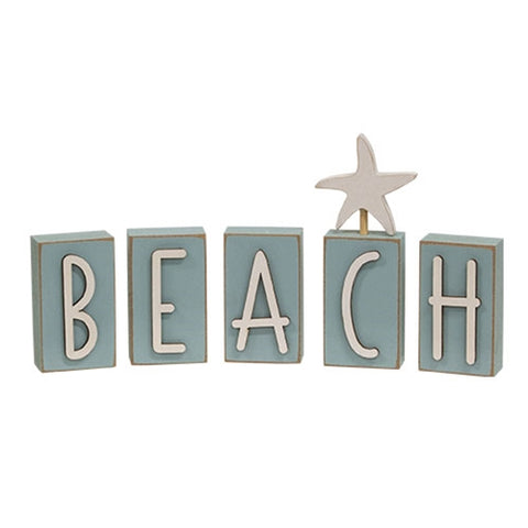 Beach Letters Wood Block Sign (5 pcs)