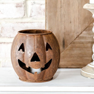 Rustic Jack-O-Lantern Candle Holder