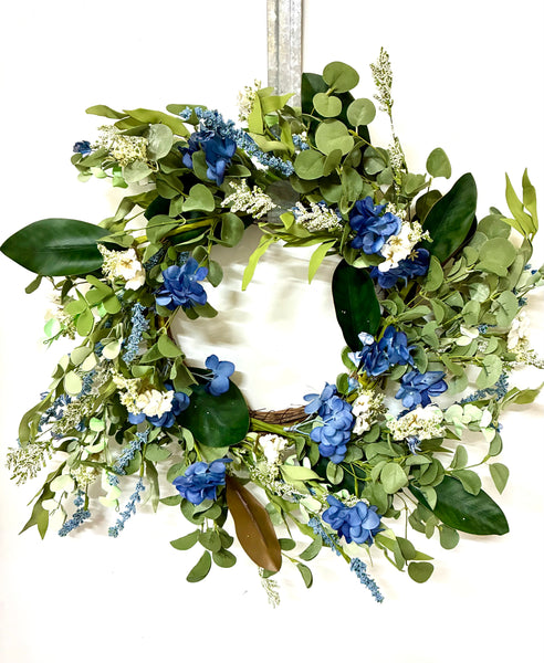 Blue & Cream Wildflower Wreath 22