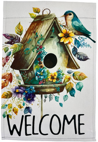 Birdhouse Welcome Garden Flag 12" x 18"