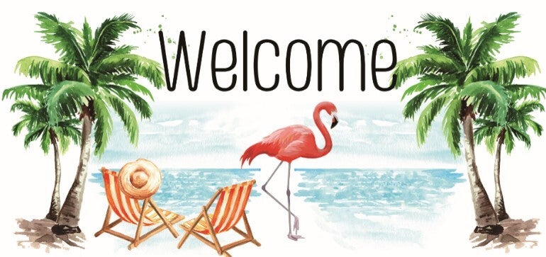 Flamingo Welcome Doormat Insert 10" x 25"