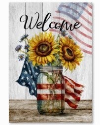 Americana Welcome Sunflower Garden Flag 12" x 18"