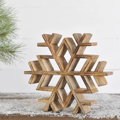 Wood Snowflake Shelf Sitter 8"