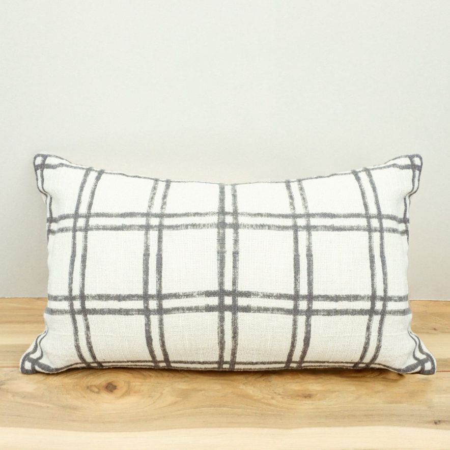 Pillow Grey Criss Cross 12" x 24"