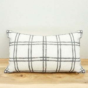 Pillow Grey Criss Cross 12" x 24"