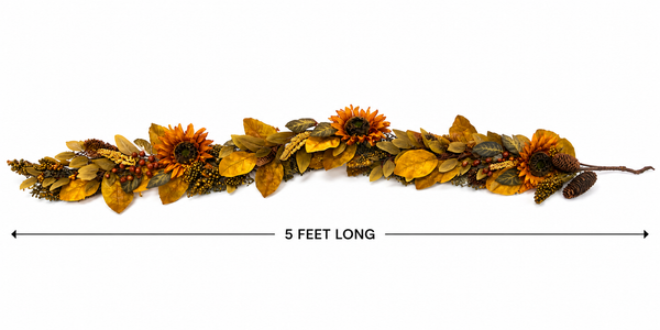 5 Ft Fall Sunflower Garland | Autumn Leaf & Berry Garland