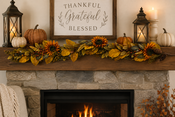 5 Ft Fall Sunflower Garland | Autumn Leaf & Berry Garland