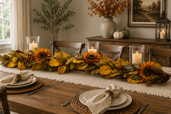 5 Ft Fall Sunflower Garland | Autumn Leaf & Berry Garland
