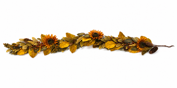 5 Ft Fall Sunflower Garland | Autumn Leaf & Berry Garland