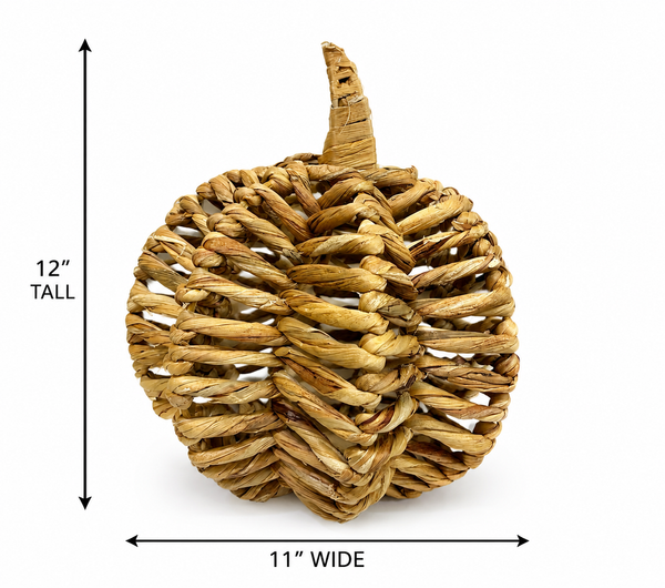 Natural Woven Pumpkin | 12” Rustic Fall Decor | Pumpkin Centerpiece