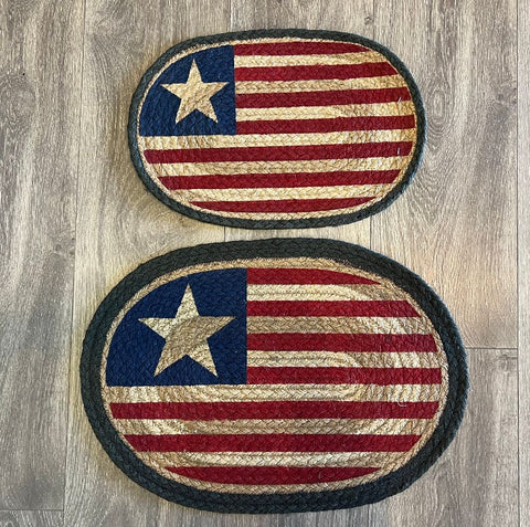 Braided Americana Flag Oval Mat